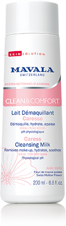 Caress<br>Cleansing Milk — Dermo-cleanse your skin with Alpine softness !